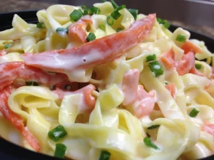Salmon Fettuccine, a delicious seafood pasta recipe