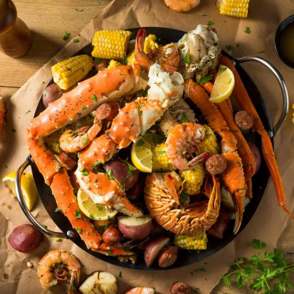 A Bowl Of High Protein Shrimp And Crab Legs