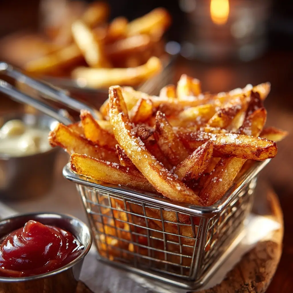 crispy french fries for a seafood platter
