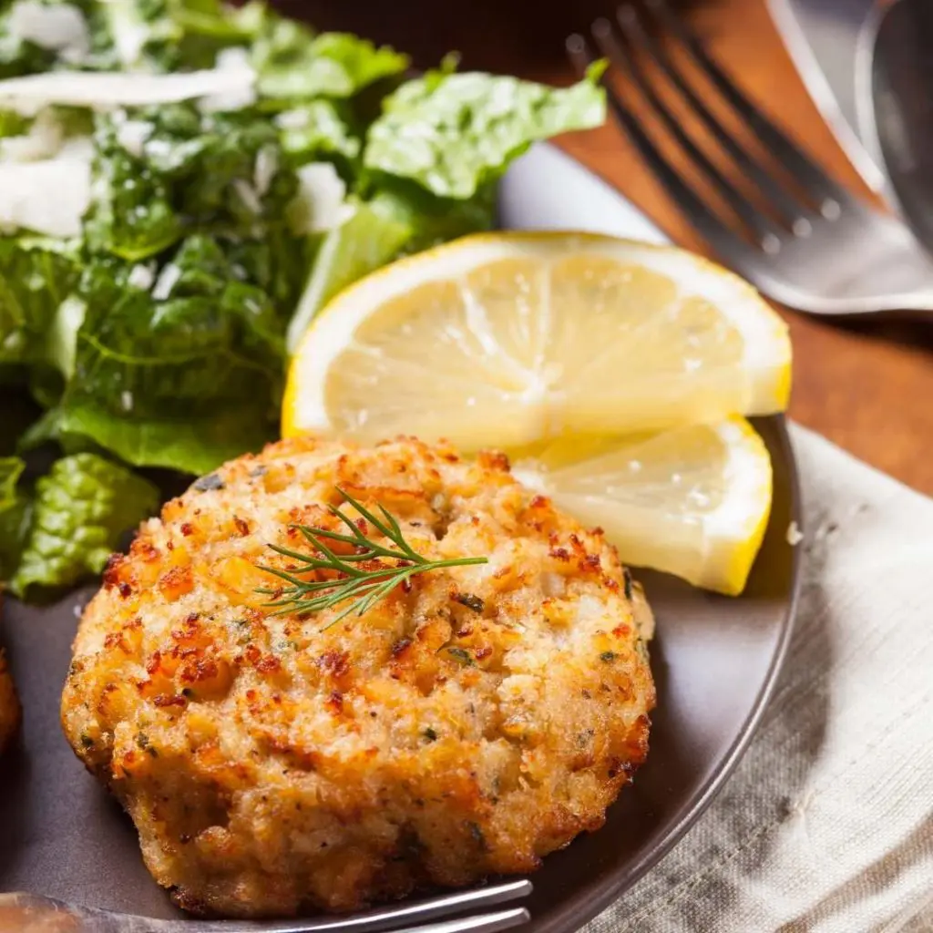 crab cake on plate at thanksgiving