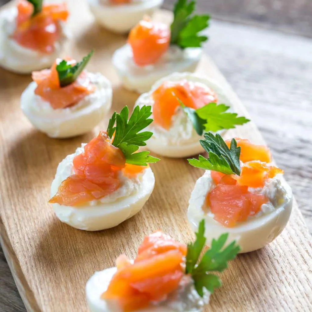 Salmon deviled eggs