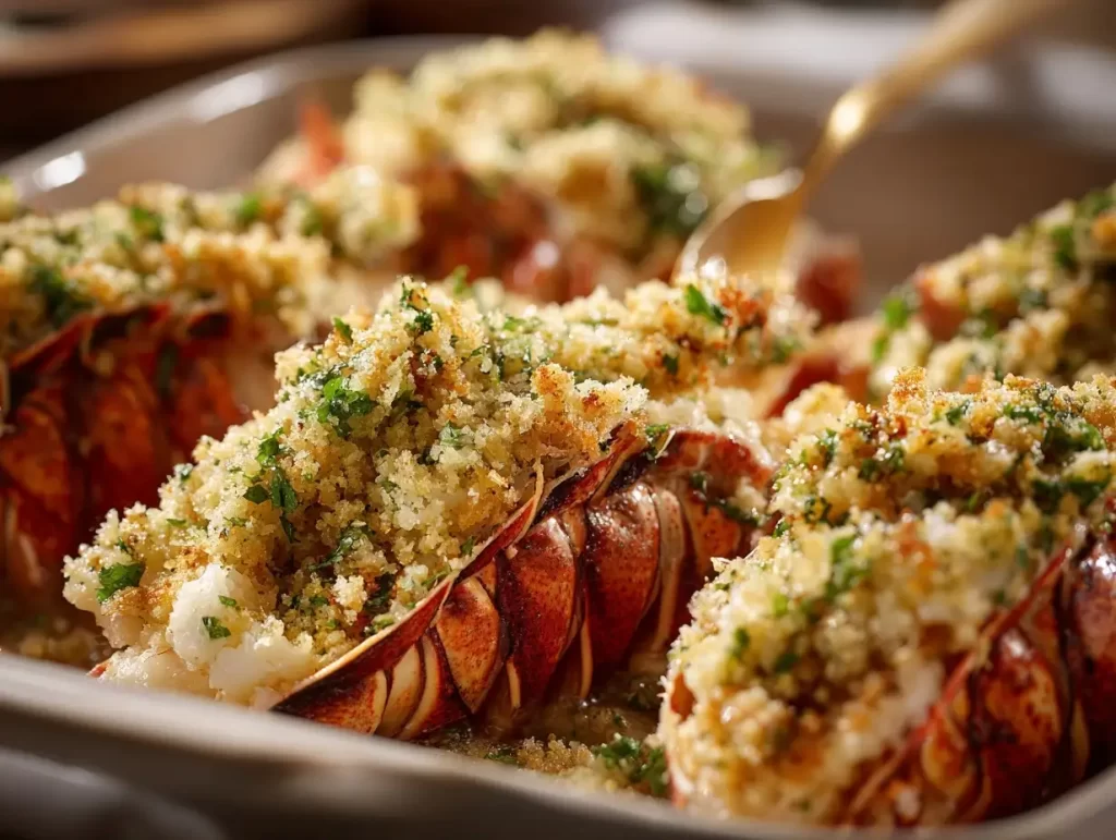 Recipe for Baked Lobster Tails with Herb Breadcrumb Crust
