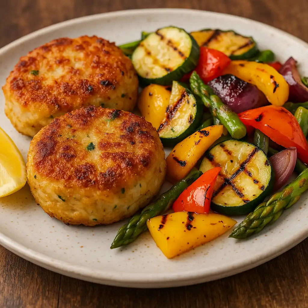 grilled vegetable medley as a side dish for crab cakes
