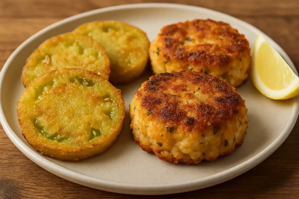 fried green tomatoes as a side dish for crab cakes