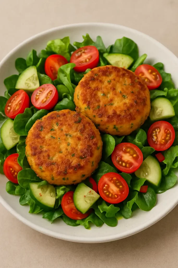chef john salmon cakes with salad